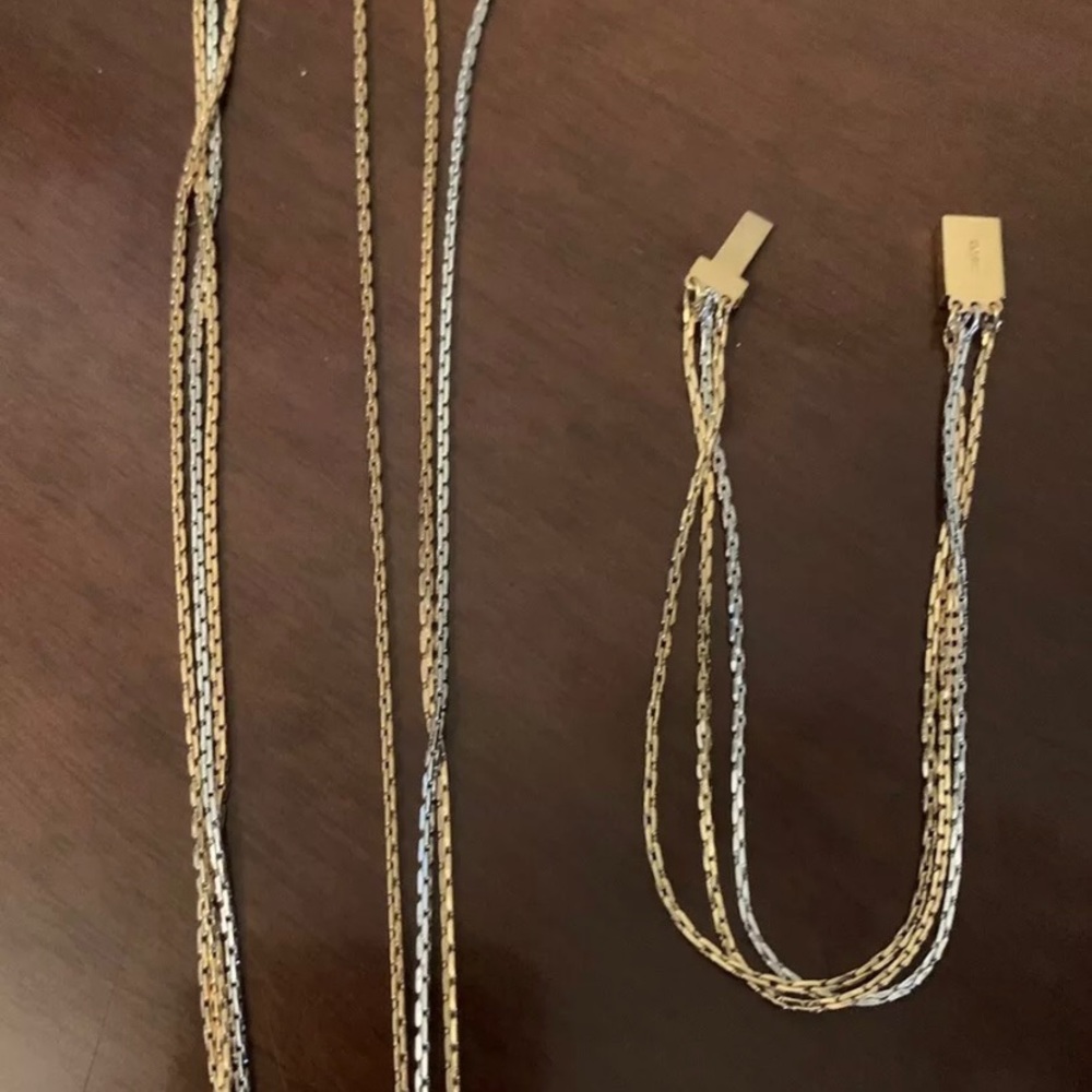 Avon silver/gold tone chain 3 strand necklace